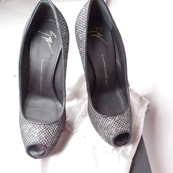 GIUSEPPE ZANOTTI Sharon 105 Glitter Peep Toe Pumps - Picture 6 of 15